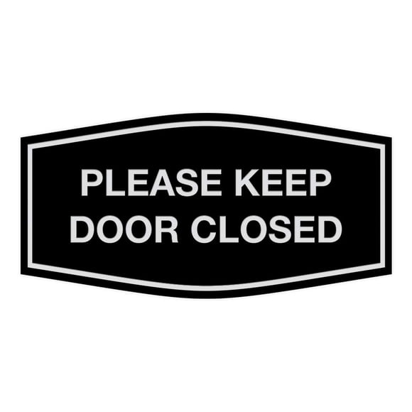 Signs ByLITA Fancy Please Keep Door Closed Sign - Security and Safety | Durable Material | Easy to Install (Black/Silver) - Medium 1 Pack