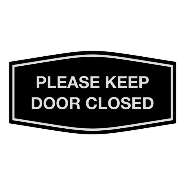 Signs ByLITA Fancy Please Keep Door Closed Sign - Security and Safety | Durable Material | Easy to Install (Black/Silver) - Medium 1 Pack