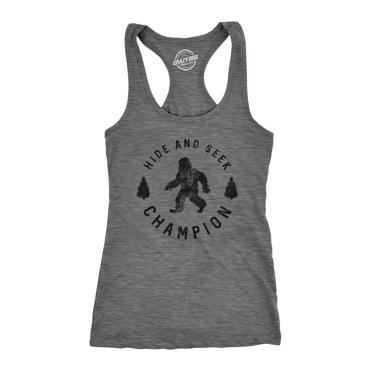 Débardeur D\'entraînement Physique pour Femmes Champion Cache-Cache Débardeur Drôle Bigfoot Sasquatch Chandail (Gris Chiné Foncé) - L