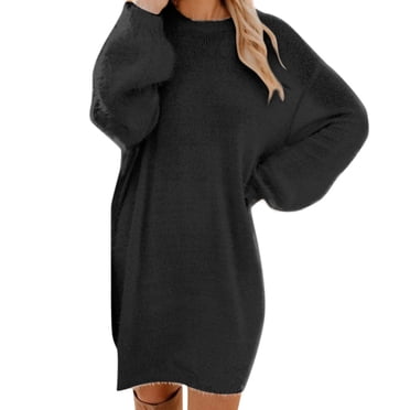 Birdeem Womens Sweaters Sweater Dress for Women Womens Fashion Oversized Sweaters for Women Winter Dress Women Winter Sweater Knit Turtleneck Warm Long Sleeve Pocket Mini Sweater Dress