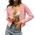 thumbnail image 1 of HBFAGFB Short Cardigan Womens Fashion and Vintage Ribbed Button Down Knitted Sweater Pink Size L, 1 of 5