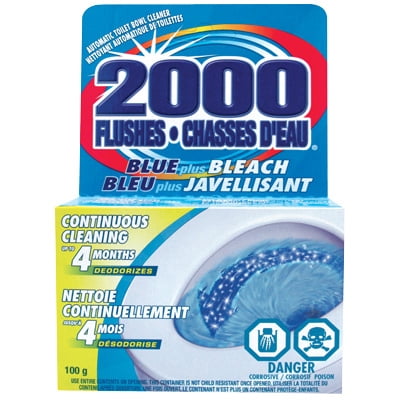 2000 Flushes 90801 Blue Plus Bleach Automatic In-Tank Toilet Bowl Cleaner, 100g
