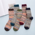 thumbnail image 1 of 100% Wool Socks 5 Pairs Mans Knit Printed Warm Wool Socks, 1 of 9