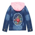 thumbnail image 2 of KIDSCOOL SPACE Little Girl Pink Detachable Hood Flower Embroidered Jean Jacket Female,4-5 Years, 2 of 7