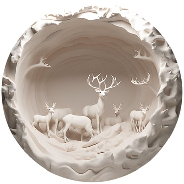 Rbaofujie Christmas Ornaments Clearance Round Acrylic Christmas Decorations Reindeer Hanging Sign Festive Wall Decorations Christmas Decorations Indoor