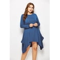 thumbnail image 3 of U.Vomade Women's Fall Plus Size Dress Solid Color Round Neck Long Sleeve Pocket Dress, 3 of 7