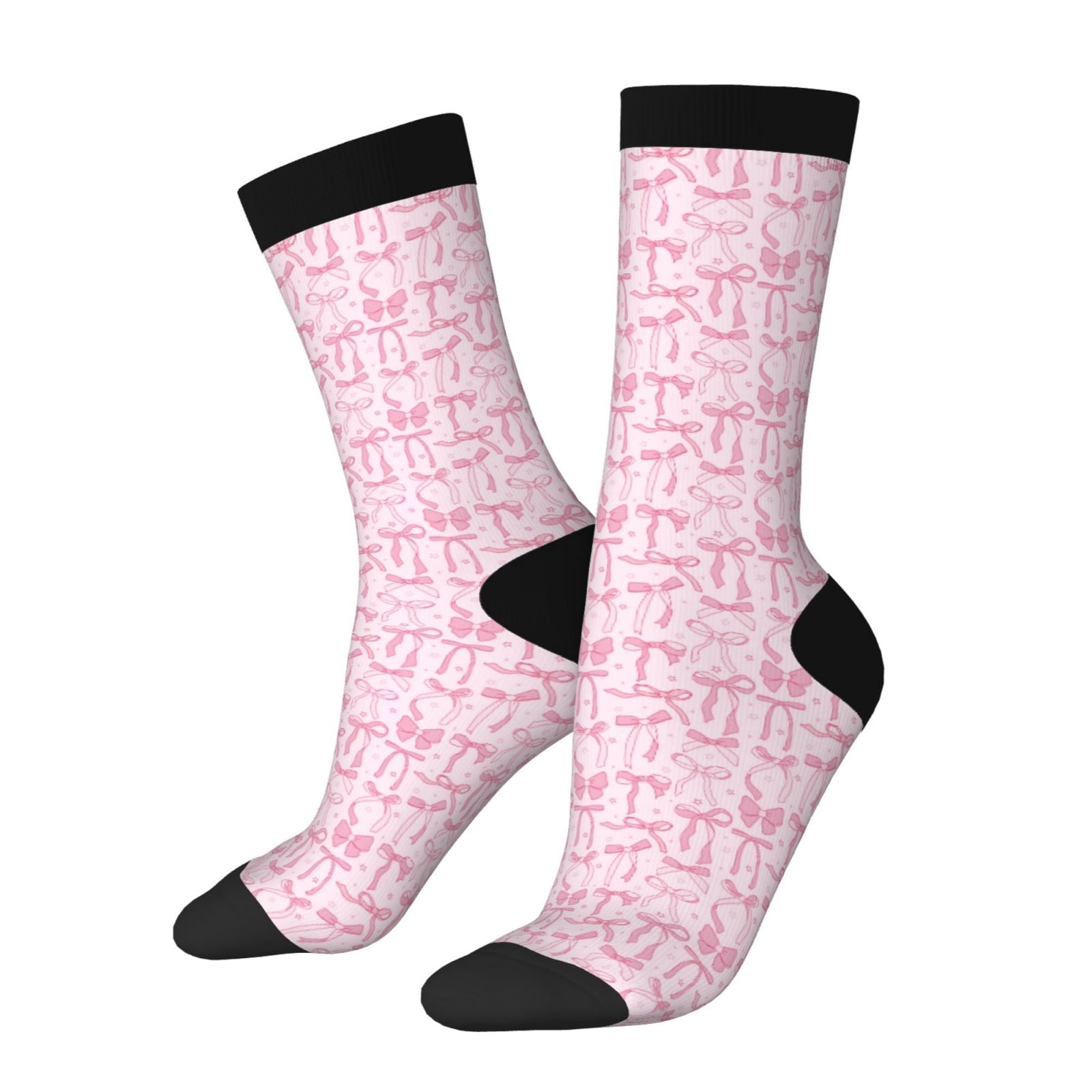 Lsque Ribbon Bow Printed Men's Crew Socks, Soft Durable Breathable Moisture-Wicking with Odor Control Cotton socks