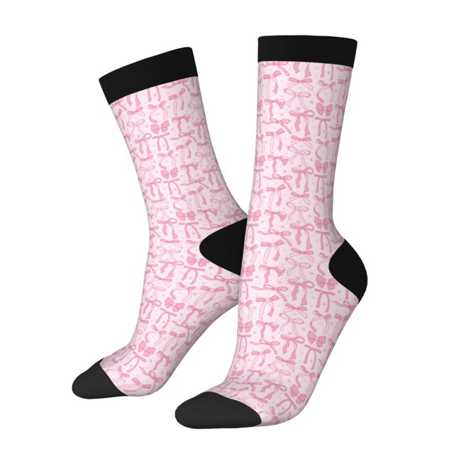 Lsque Ribbon Bow Printed Men's Crew Socks, Soft Durable Breathable Moisture-Wicking with Odor Control Cotton socks
