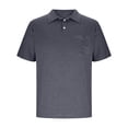 thumbnail image 4 of T-shirt à Manches Courtes pour Hommes avec Poche et Col Rabattu, Mélange Uni Coton-Polyester, Coupe Décontractée, Vert Militaire, Taille TTTG, 4 of 6
