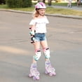 thumbnail image 4 of Costway Patins Quads Réglables à 4 Tailles avec Roues Lumineuses Protection de Sécurité pour 13 Ans et Plus Rose, 4 of 10
