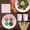 thumbnail image 3 of 8PCS Disposable 270mL Paper Cups Pink Stripes Tableware Set Ecological Degradable Dinnerware for Birthday Barbecues Camping Picnics Party, 3 of 8