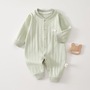Amzcrzy Barboteuses pour Enfants Garçons et Filles Justaucorps pour Bébés Couleur Unie à Boutons Manches Longues Col Rond Combinaison Vêtements Bébé Fille Essentiels Nouveau-Né Fille Vêtements Nouveau-Né Fille Grenouillères Bébé Fille
