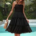 thumbnail image 3 of Birdeem Woman Summer Solid Color Fold Hemline Skirt Sling Dress, 3 of 5