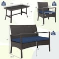 thumbnail image 3 of Costway 8PCS Patio Rattan Wicker Furniture Set Cushioned Sofa Armrest Coffee Table Navy, 3 of 7