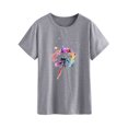 thumbnail image 3 of Mon T-Shirt Uni à Manches Courtes pour Femmes avec Imprimé Coloré de Pissenlit et Col Rond, 3 of 6