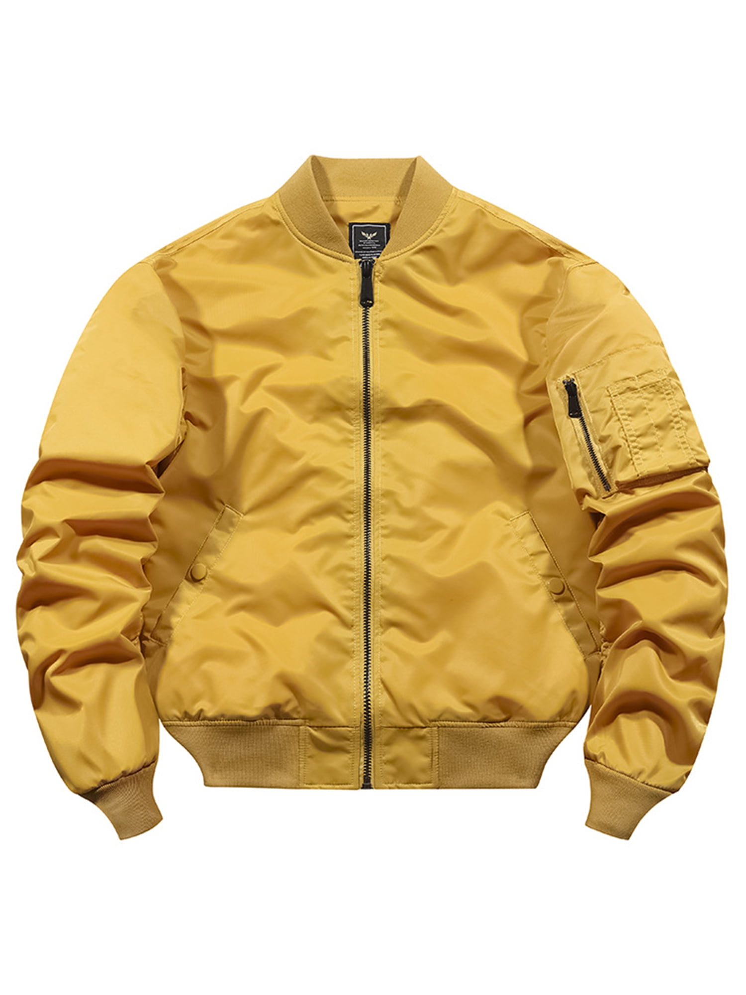 Innerwin Jacket Windproof Mens Outwear Outdoor Solid Color Lightweight Bomber Jackets Yellow M
