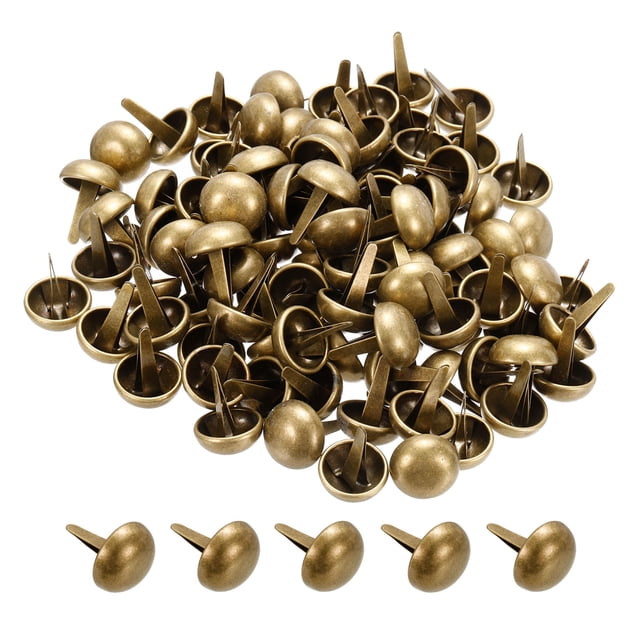 Unique Bargains 15x20mm Mini Brads Round Paper Fasteners for Art Crafting, Bronze Tone 100pack