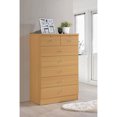 thumbnail image 2 of Hodedah 7 Drawer Wooden Jumbo Dresser Chest with 2 Top Locks, Beech, 2 of 5