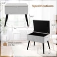 thumbnail image 3 of Costway 2 PCS Velvet Vanity Stool Ottoman with Storage Solid Wood Legs Flip-Up Top Gray, 3 of 9
