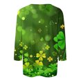 thumbnail image 4 of Diufon T-Shirts de la Saint-Patrick pour Femmes, Grande Taille, Imprimé Trèfle, Manches 3/4, Col Rond, 4 of 5