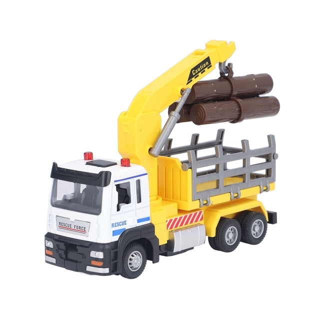 Logging Truck Toy, Log Tractor Model Alloy Body Ideal Present For Kids Yellow