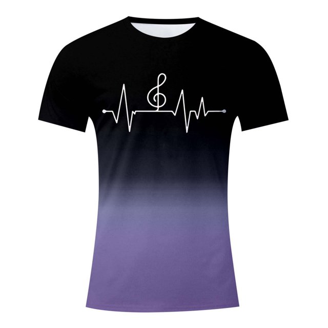 LUOGENLI T-shirts pour Homme pour Hommes T-Shirt à Imprimé Numérique Col Rond Manches Courtes T-Shirt Homme T-shirts Amusants T-shirts Graphiques Vêtements d'Été T-shirts pour Homme T-Shirt Graphique Saint-Valentin Violet Pâle S