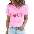 thumbnail image 1 of Diufon Hauts de la Saint-Valentin pour Femmes Décontractés Tendance T-Shirt à Manches Courtes Col Ras du Cou Mignon à Imprimé Graphique Chandail Blouse, 1 of 5