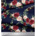 thumbnail image 3 of Soimoi Blue Heavy Canvas Fabric Ranunculus & Penoy Floral Print Printed Fabric 1 Yard 58 Inch Wide, 3 of 3