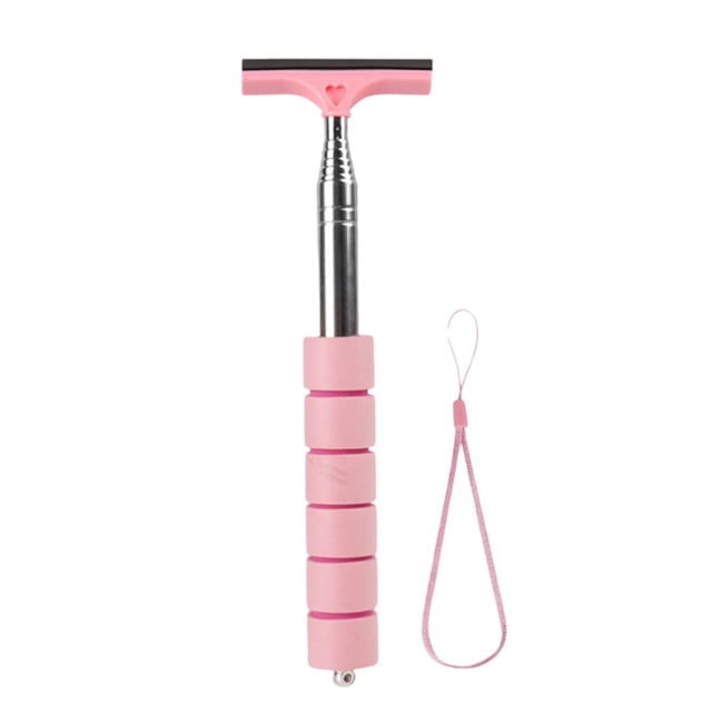 Yimiti Car Rearview Mirror Wiper Stainless Steel Retractable Glass Wiper Defogging Tool,Pink