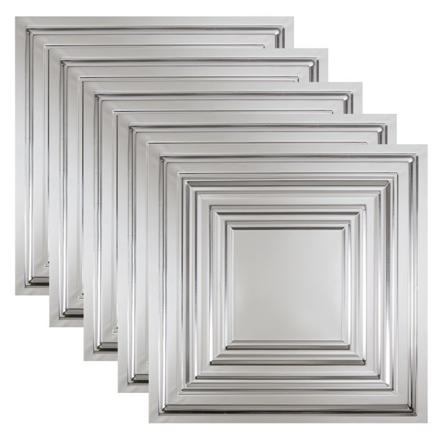 Great Lakes Tin Tin Ceiling Tiles, 2ft 5 Pack, Premium 29-Gauge Steel, Class A Fire Rated