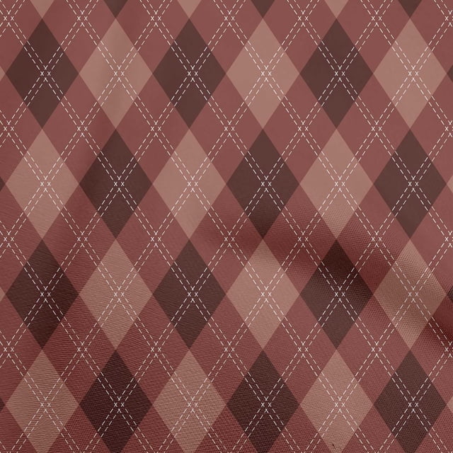 oneOone Cotton Silk Brown Fabric Check Sewing Material Print Fabric By The Yard 42 Inch Wide