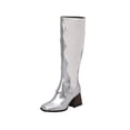 thumbnail image 2 of EGNMCR Knee High Boots Oversized Women's Fall/Winter Velvet Lining Color Matching Rectangle Toe Thick High Heels Long Chain Boots, 2 of 3