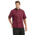 thumbnail image 2 of TopTie Unisex Short Sleeve Cooking Chef Coat Jacket with Adjustable Hat-Red-S, 2 of 5