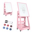 thumbnail image 1 of Gymax Chevalet Artistique Debout pour Enfants Tableau Effaçable à Sec Tableau Noir Double Face Rose, 1 of 10