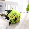 thumbnail image 4 of Xingzhi Artificial Flowers Bouquet Fake Hydrangea Heads Realistic Roses Party Home Decorative Table Wedding Display Decoration Green, 4 of 6