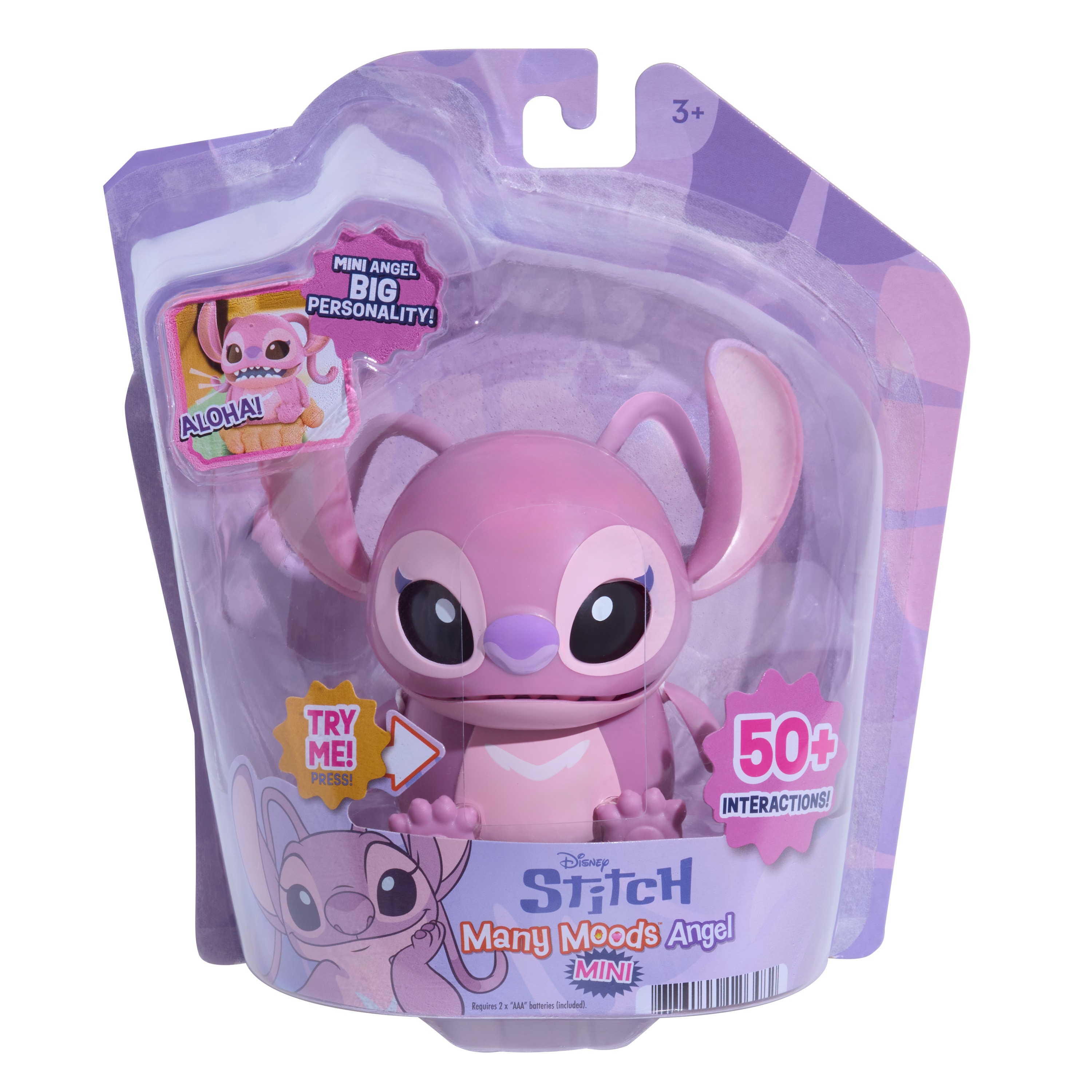 Disney Stitch Many Moods Mini Angel Interactive Toy, 50+ Sounds & Reactions, Ages 3+