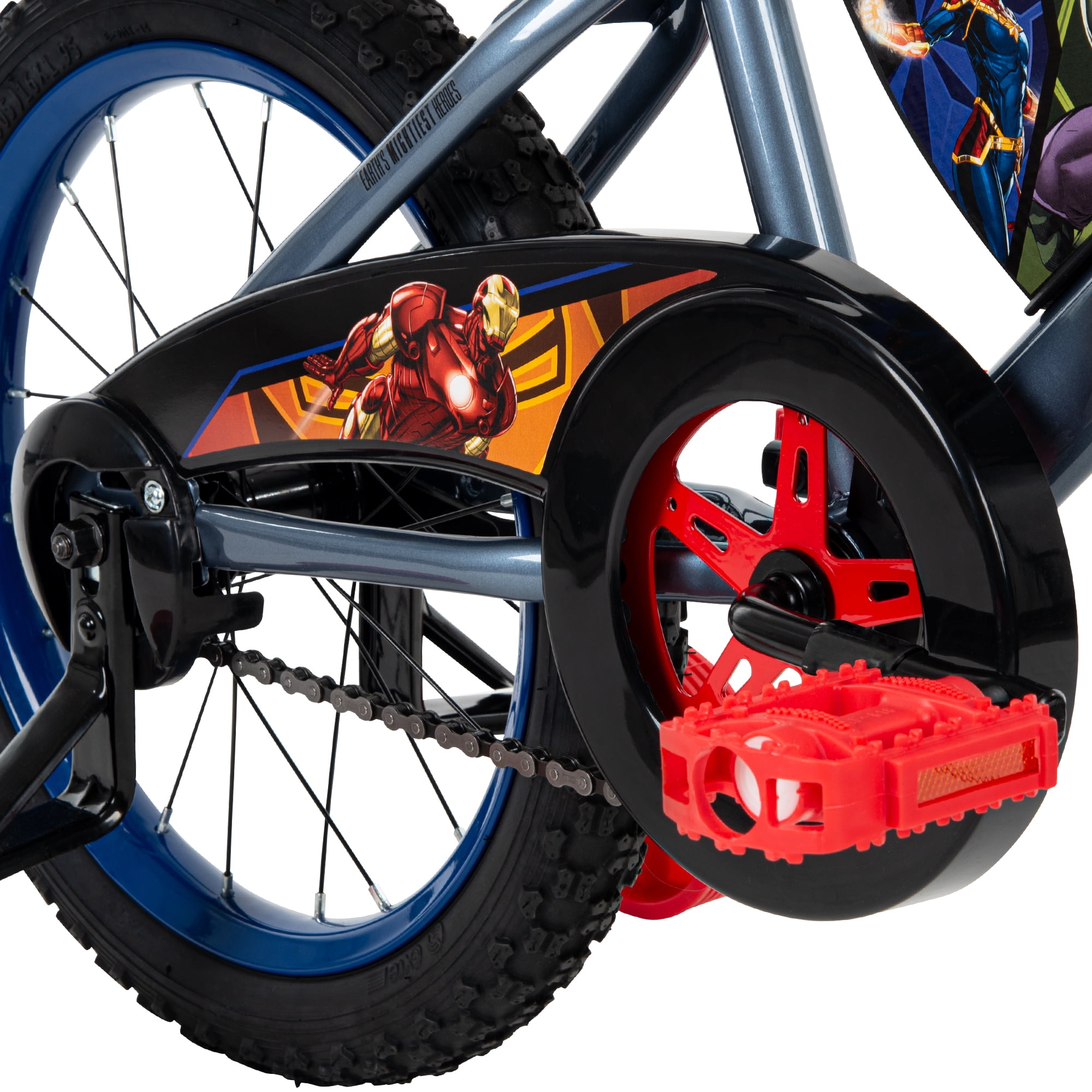 Huffy 16-inch Marvel Avengers Bike for Boys with Training Wheels, Grey/Red