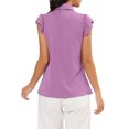 thumbnail image 3 of INSPIRE CHIC Women's Ruffled Bow Tie Peter Pan Collar Button Down Chiffon Shirt XS Purple, 3 of 7