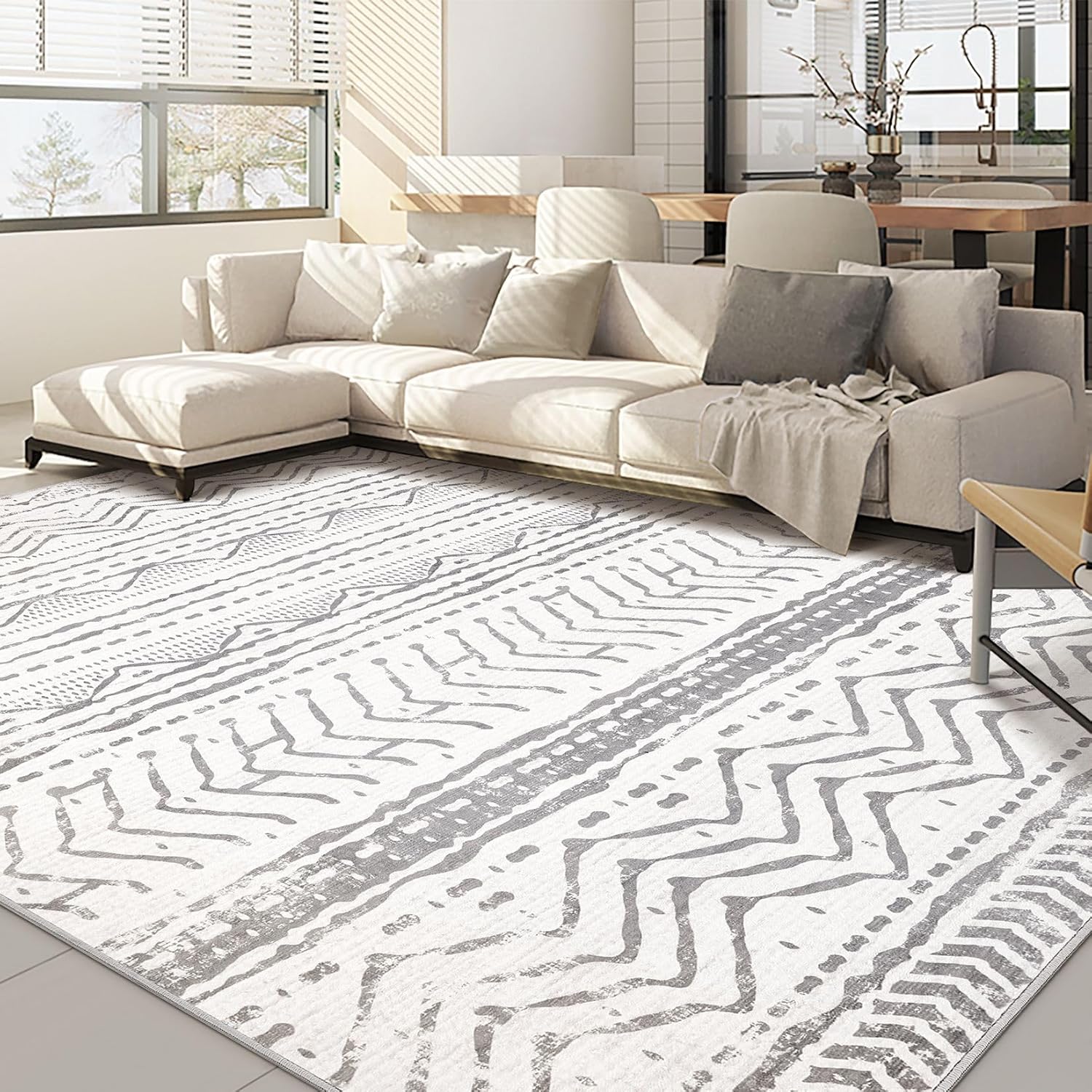 Nakagishi Area Rugs 9x12 Living Room: Washable Boho Large Neutral ...