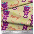 thumbnail image 2 of Soimoi Beige Rayon Fabric Text & Cat Kids Fabric Prints By Yard 56 Inch Wide, 2 of 3