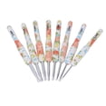 thumbnail image 4 of 8pcs Crochet Hook Set Printing Aluminum Handcraft DIY Colorful Crochet Hook Ergonomic Knitting Hook for Knitters for Sewing,Extra Long Handle Yellow Small Flower, 4 of 9