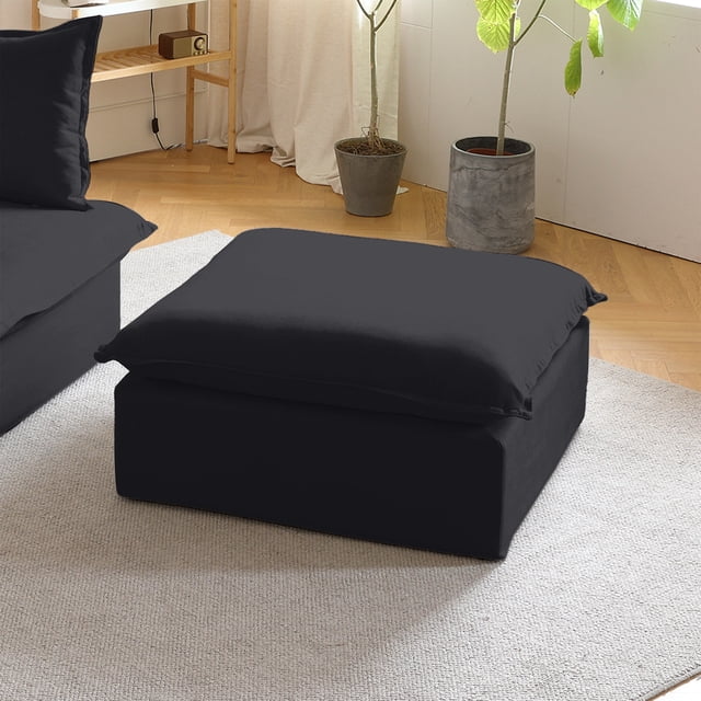 Sodrens Modular Sectional Sofa,Modern Linen Fabric Couch Free Combination Sofa,Ottoman for Living Room,Black