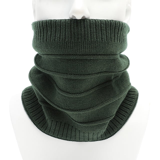 Winter Warm Plus Fluff Line Stripe Bib Cover Solid Color Collar Thick Knit Bib