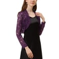 thumbnail image 4 of INSPIRE CHIC Boléro Court Ouvert en Dentelle Florale Transparente pour Femme TP Violet, 4 of 7