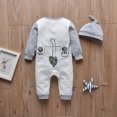 thumbnail image 4 of Combinaison Décontractée pour Bébé en Coton à Manches Longues avec Rayures et Chapeau, 4 of 9