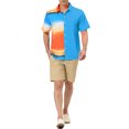 thumbnail image 2 of INSPIRE CHIC Men's Printed Button Down Short Sleeve Pocket Patchwork Shirts S Blue, 2 of 6