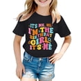 thumbnail image 1 of MEZZALL T-Shirt Décontracté à Lettres pour Filles, Col Rond, Manches Courtes, Coloré, 4-5 Ans, 1 of 3