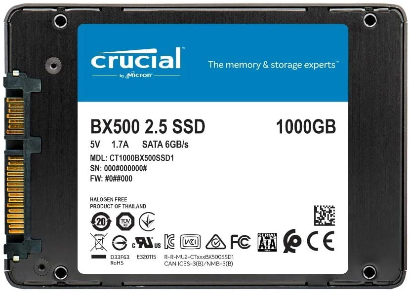 【動作確認済】Crucial BX500 1TB SSD 2.5インチ SATA Crucial BX500 1TB 3D NAND SATA 2.5-Inch Internal SSD, up to 540MB