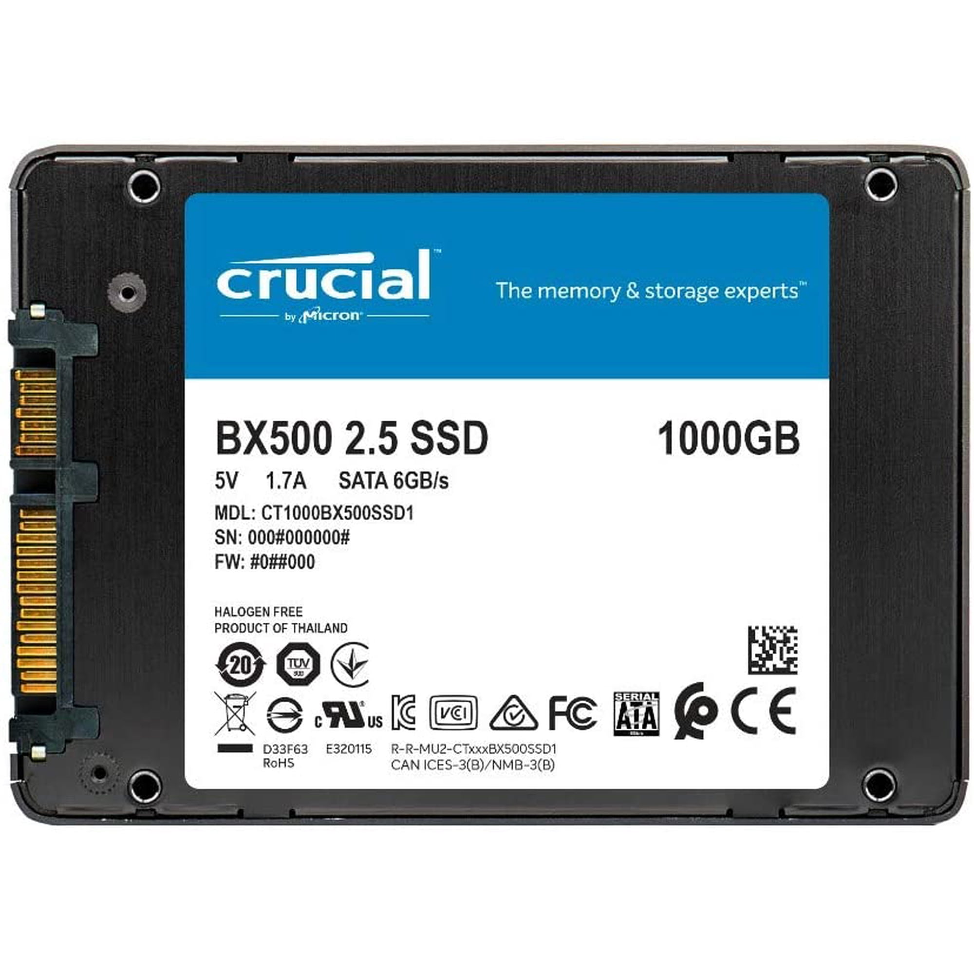 Crucial BX500 1TB 3D NAND SATA 2.5-Inch Internal SSD, up to 540MB