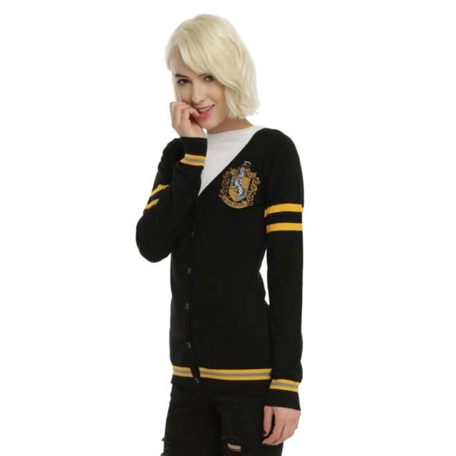 Harry Potter Cardigan Chandail pour Femmes Hogwarts Hufflepuff Crest